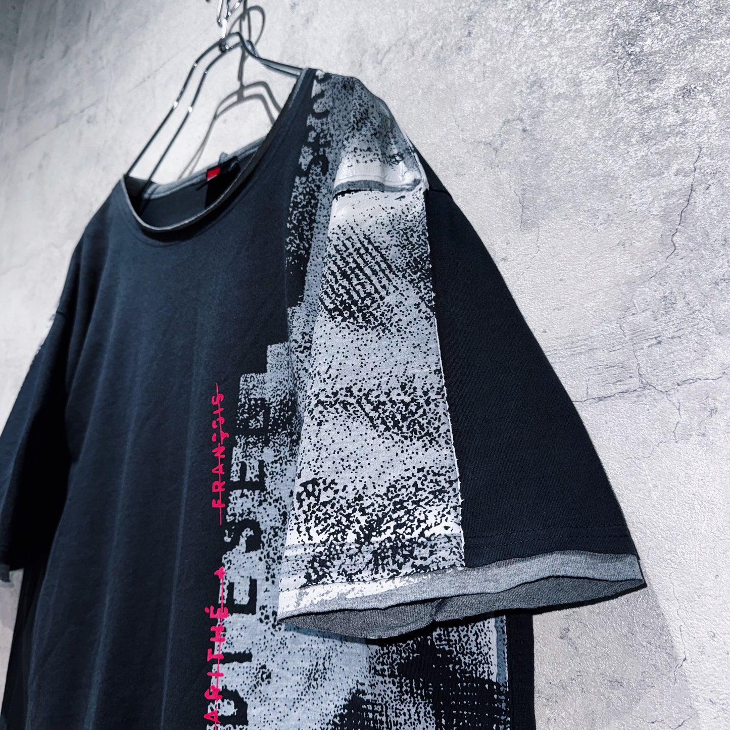 "DIESEL"coating like design box silhouette T shirt