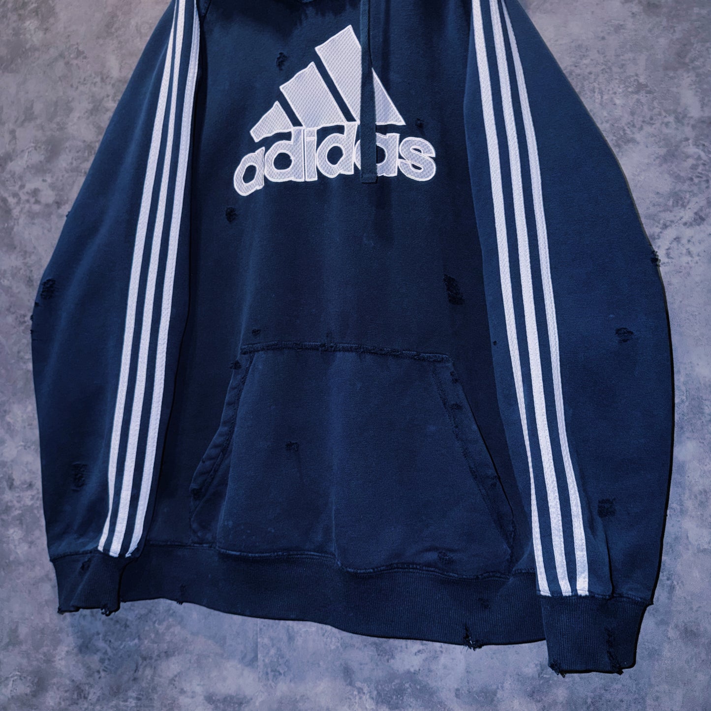 【doppio】vintage “adidas” three stripe design boro custom sweat hoodie