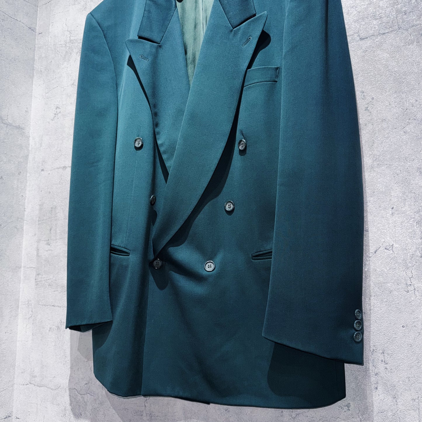90's teal green color six botão double breasted set up
