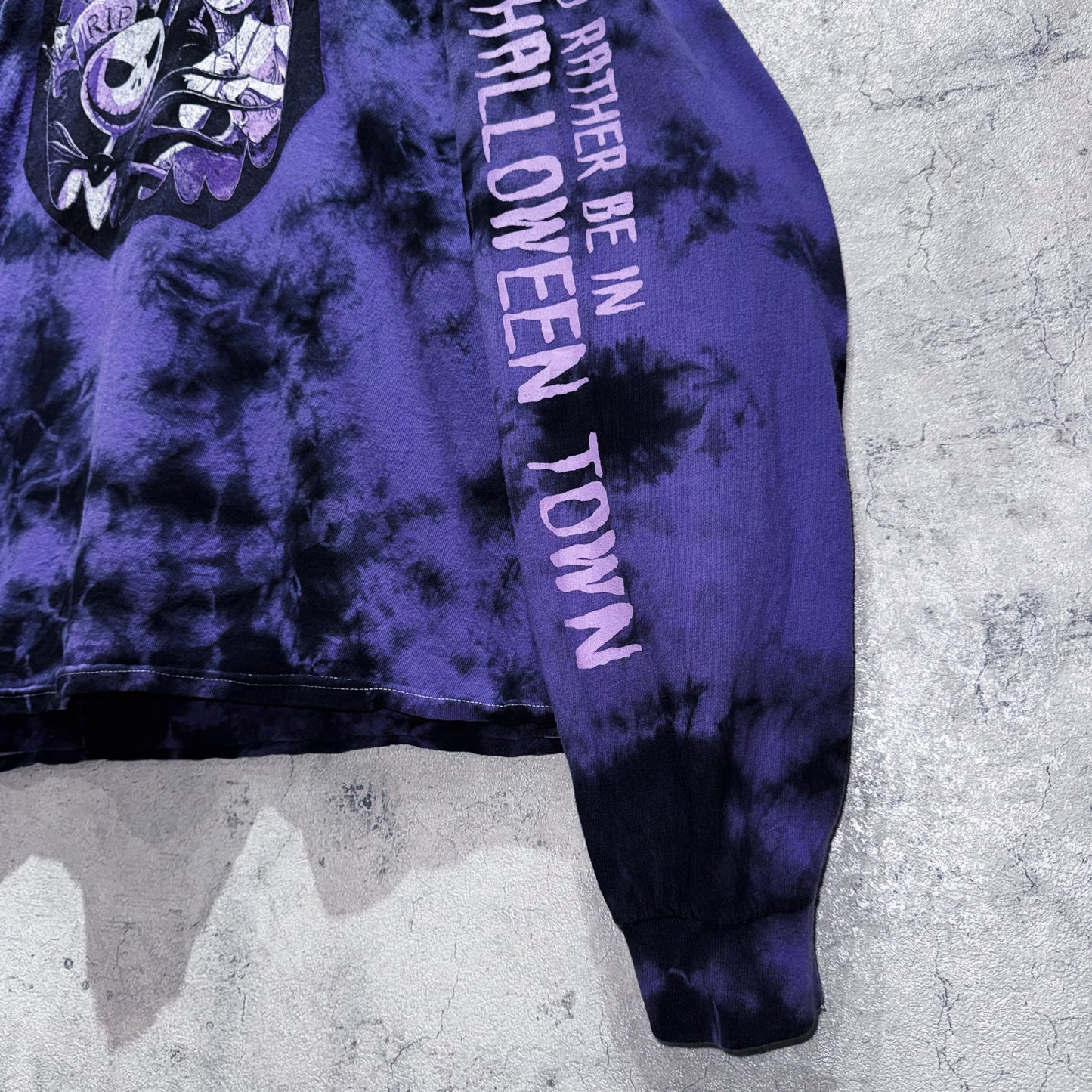 "Nightmare before Christmas"characters graphic design long sleeve Tie-Dye T shirt