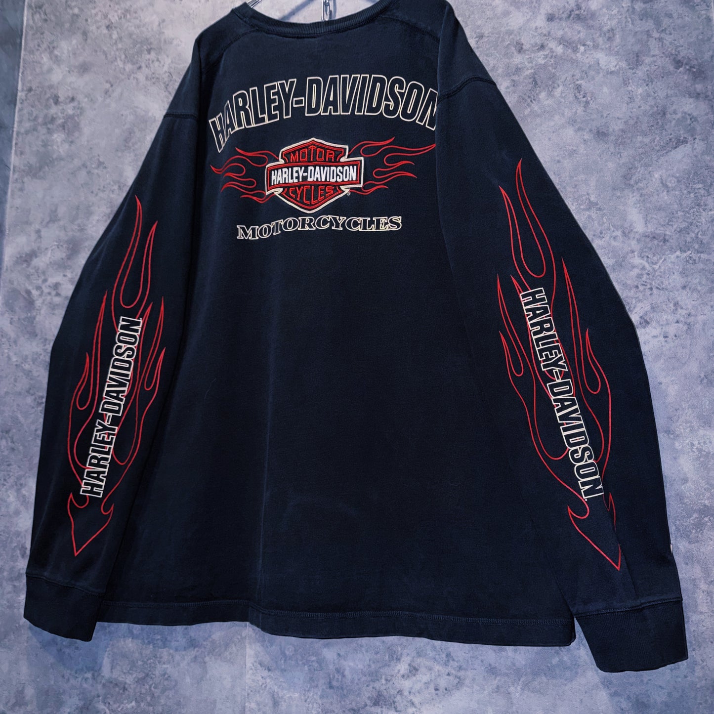【doppio】90’s vintage “Harley-Davidson” fire pattern design long sleeve T-shirt
