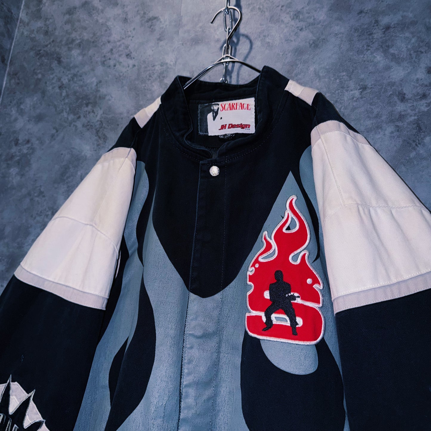 【doppio】vintage “SCARFACE” fire pattern design jacket
