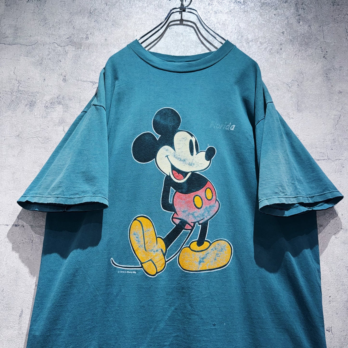 00's"Mickey Mouse"Nile blue color single graphic print T shirt