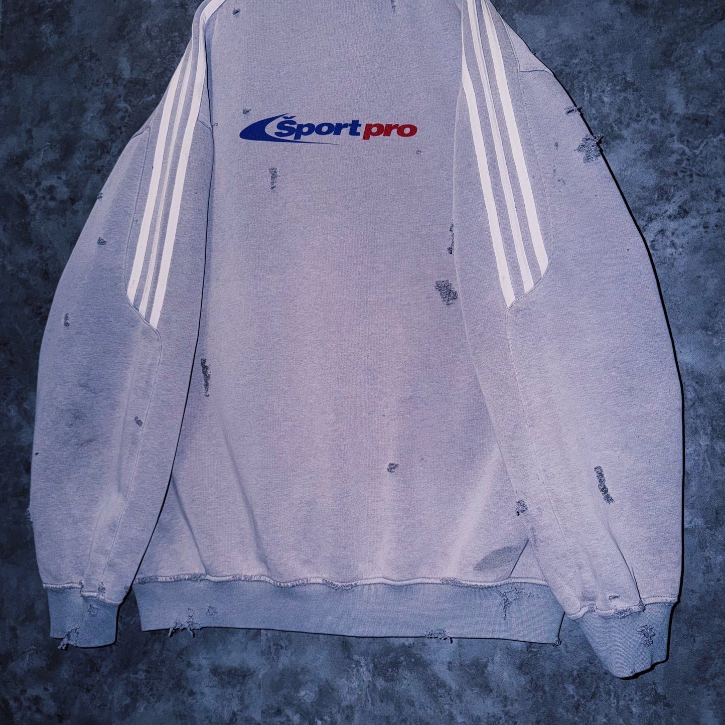 【doppio】vintage “adidas” three stripe design boro custom sweat pullover
