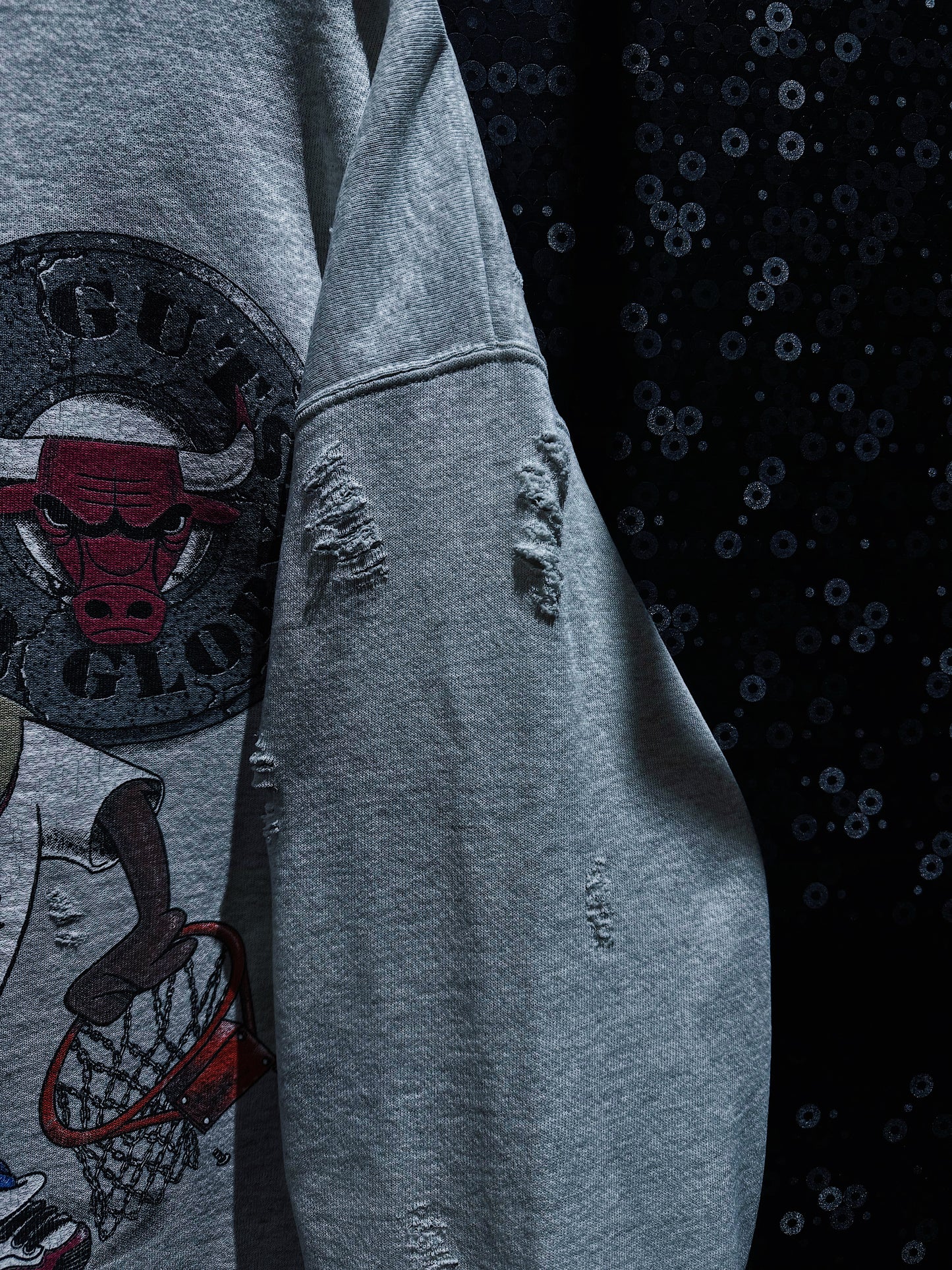 【ÆIEM】original “boro” remake Looney Tunes × Chicago Bulls sweat