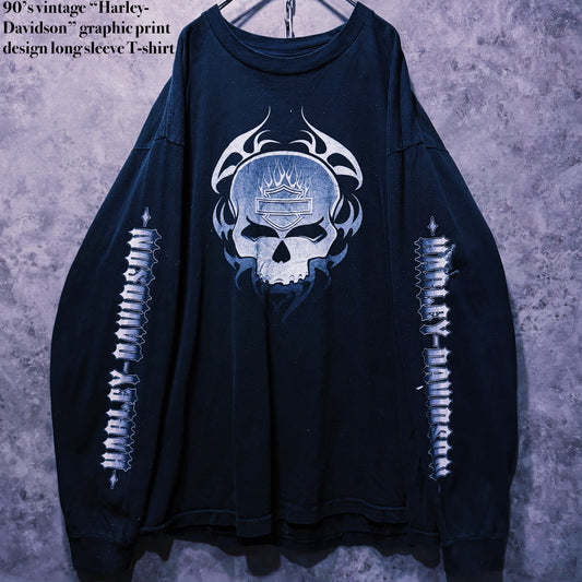 【doppio】90’s vintage “Harley-Davidson” graphic print design long sleeve T-shirt