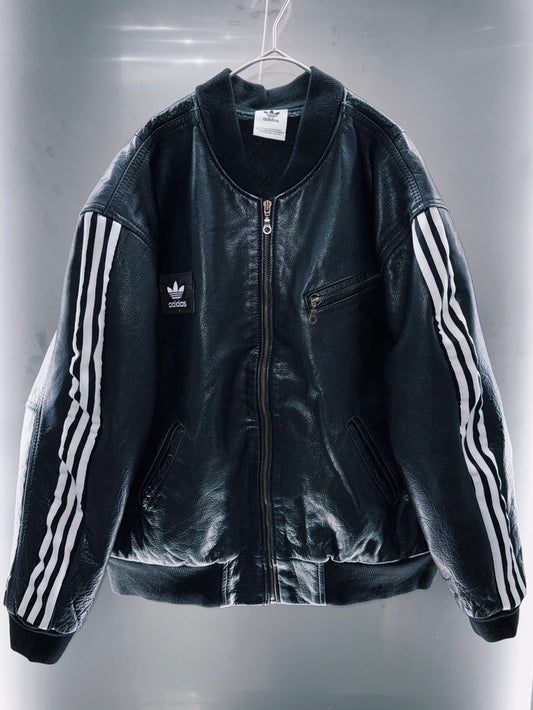 special “original re:make” vintage adidas × vintage leather jacket three stripe edition