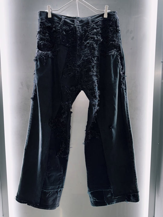 yuumu Abe Multi Layered Crash
Docking Vintage Indigo Wide Denim Pants