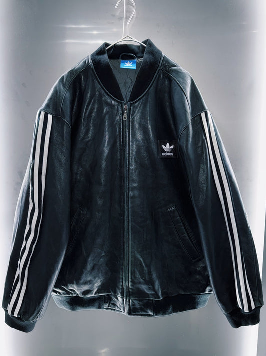 special “original re:make” vintage adidas × vintage leather jacket three stripe edition