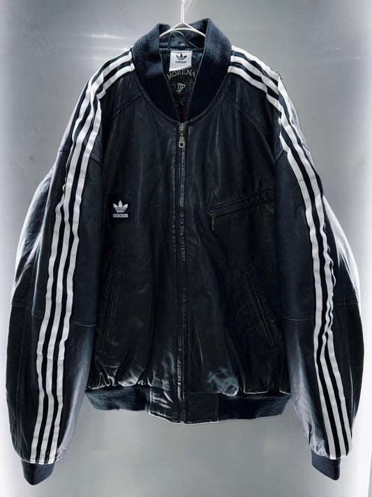 special “original re:make” vintage adidas × vintage leather jacket three stripe edition