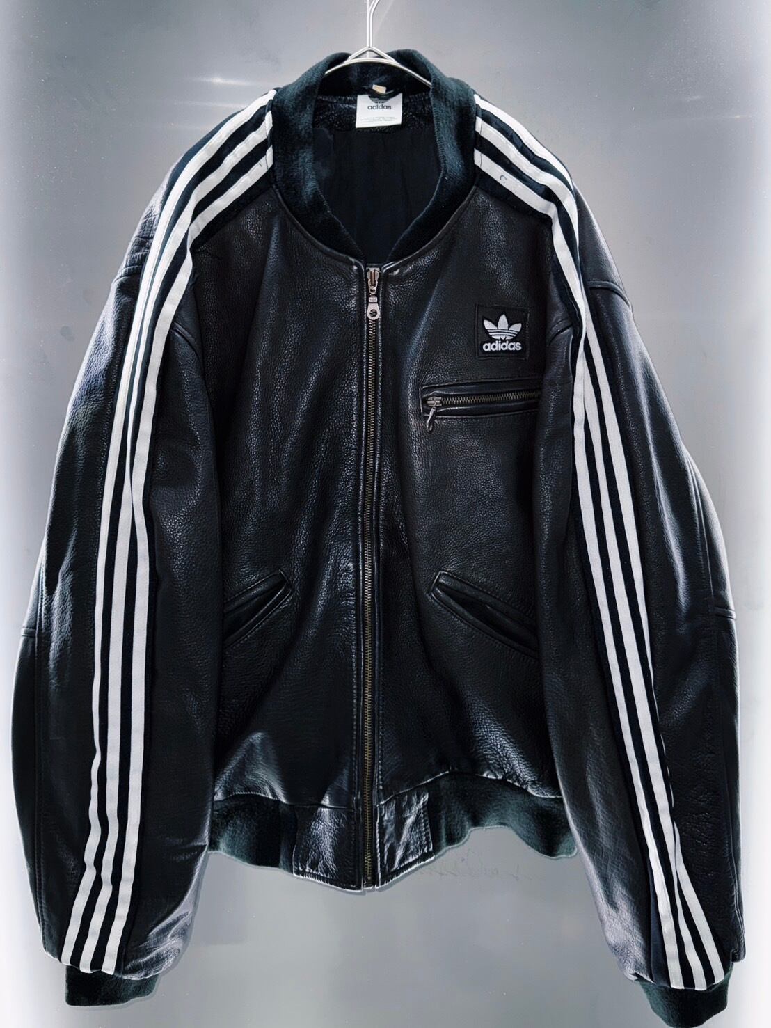 special “original re:make” vintage adidas × vintage leather jacket three stripe edition