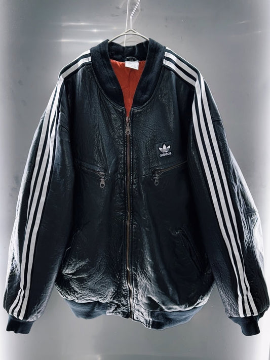 special “original re:make” vintage adidas × vintage leather jacket three stripe edition