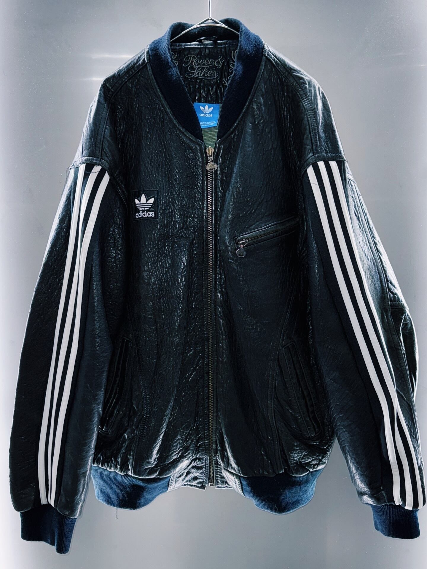 special “original re:make” vintage adidas × vintage leather jacket three stripe edition