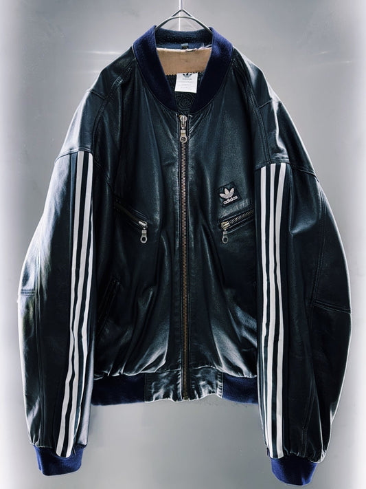 special “original re:make” vintage adidas × vintage leather jacket three stripe edition