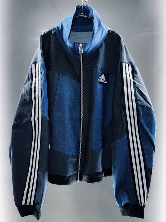 special" Original Re:make" denim patch work design stand neck track jacket