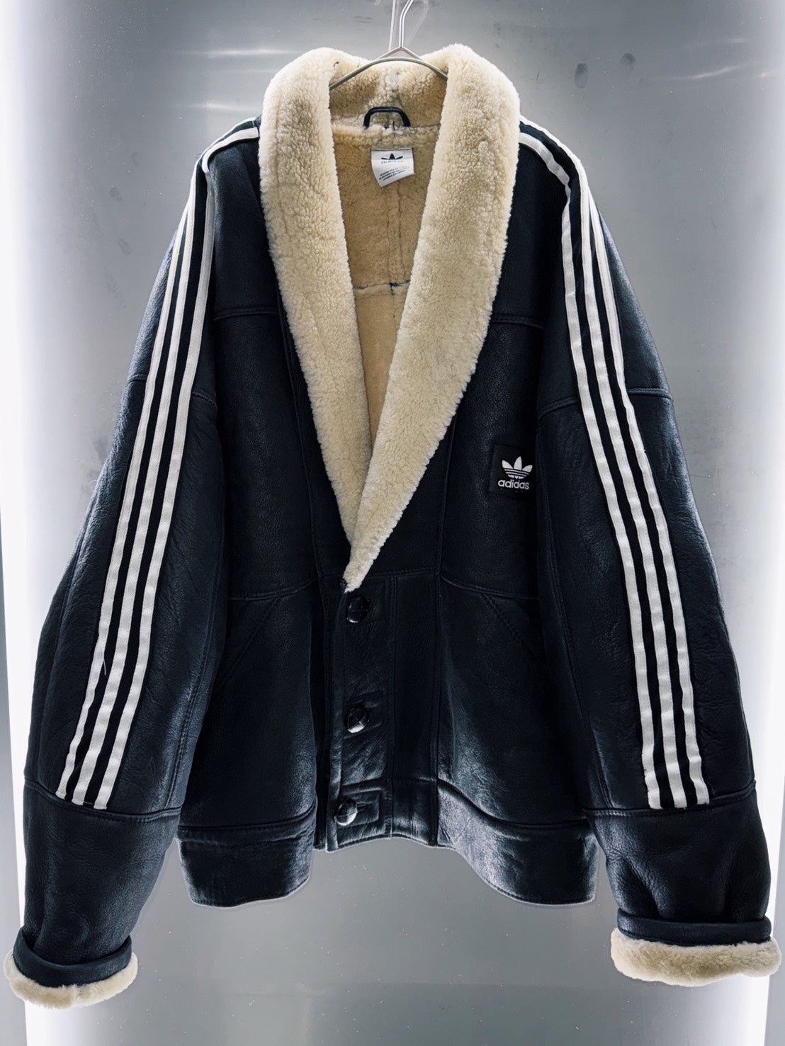 special Original Re:make "vintage adidasx vintage mouton Leather jacket"