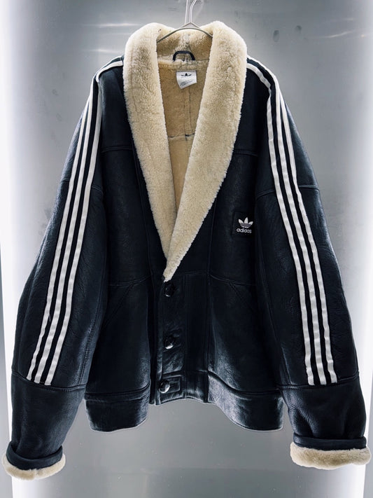 special Original Re:make "vintage adidasx vintage mouton Leather jacket"