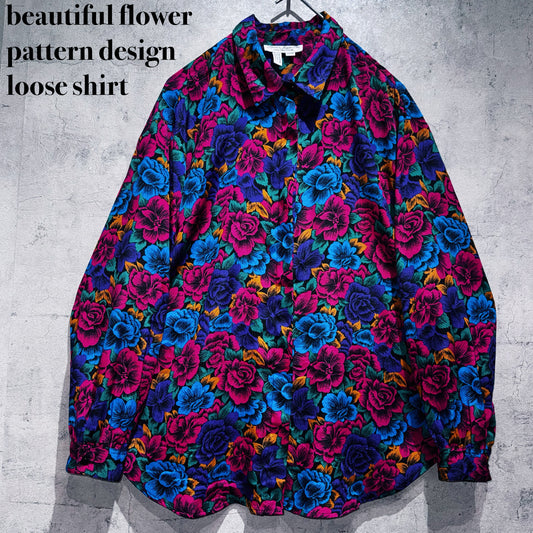 beautiful flower pattern design loose shirt