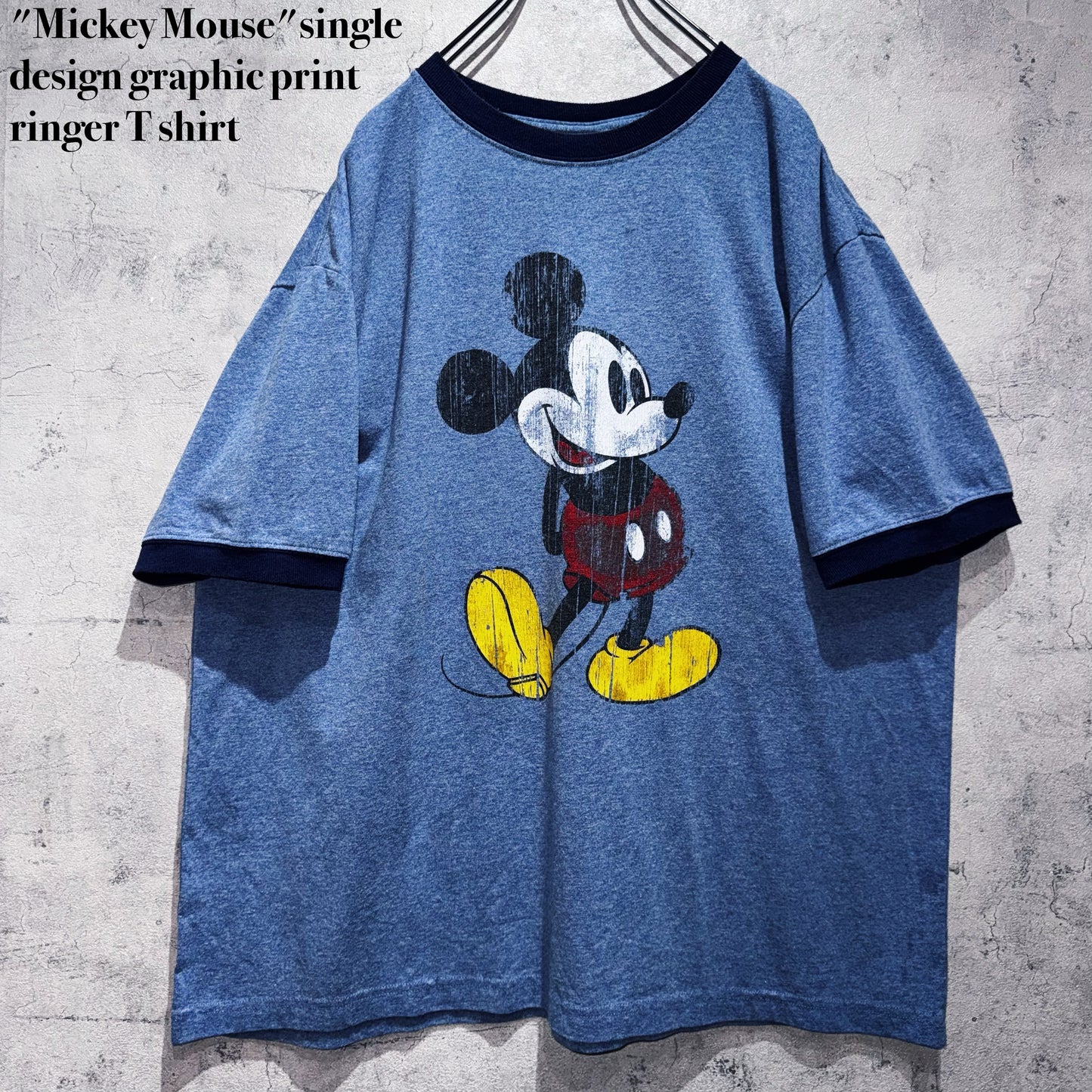 "Mickey Mouse"single design graphic print ringer T shirt