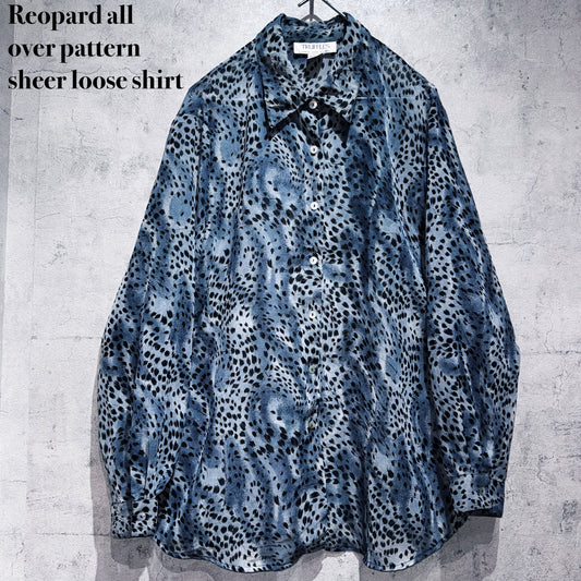 Leopard all over pattern sheer loose shirt