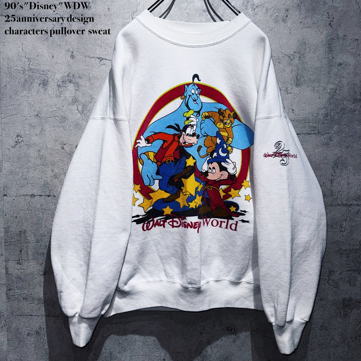 90's"Disney"WDW 25anniversary design characters pullover  sweat