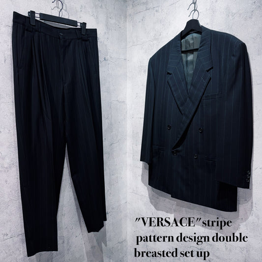 "VERSACE"stripe pattern design double breasted set up